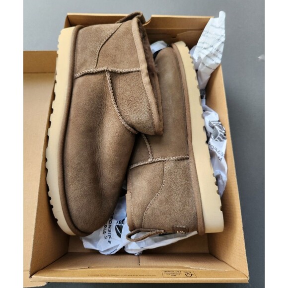 UGG Classic Mini Ultra Hickory Suede Sheepskin Boots Size 11 Men = Women 13
